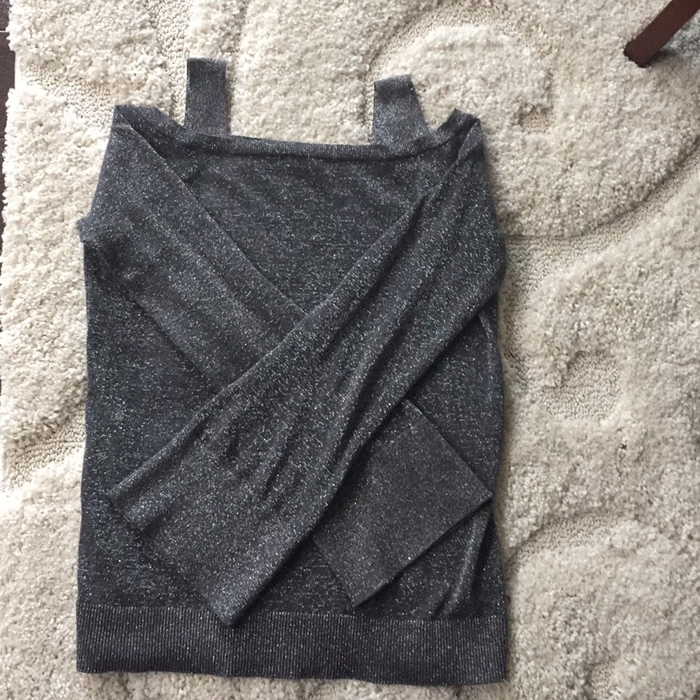 Gray and metallic Michael Kors cold shoulder top